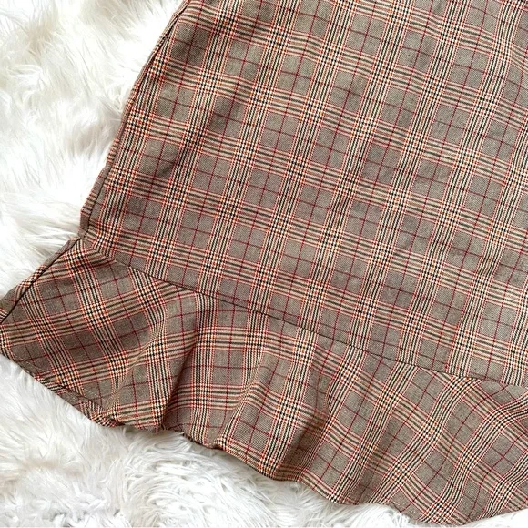 🍓[ Charlie Moss ] Tailored Ruffle Hem Plaid Wiggle Dress - Picture 15 of 16